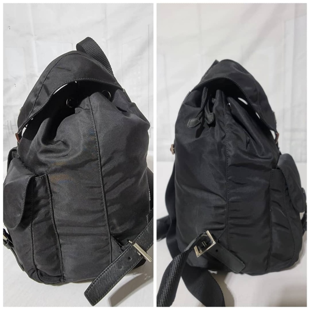 Authentic Prada Tessuto Nylon Double Pocket Backpack Black - Picture 10 of 16